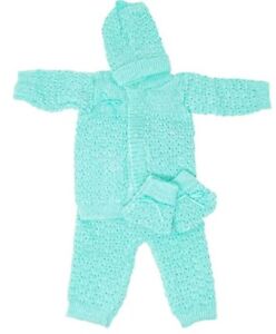 Baby Crochet Boy Girl Hat and Cardigan Sweater Pants Booties 4 Piece Outfit Set