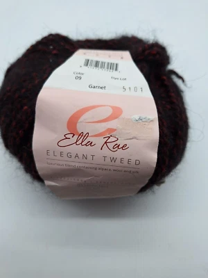 1 Ball Elegant Tweed Yarn Ella Rae Color 9 Garnet Alpaca Wool  5 Bulky - Image 1 of 4