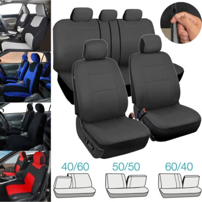 Capas de assento de carro tecido 5 lugares ajuste universal SUV van banco sólido - conjunto completo - Imagem 1 de 4