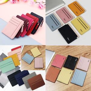 Pu Leather Ultra-thin Mini Wallet Coin Purse Credit Card Organizer Candy Color