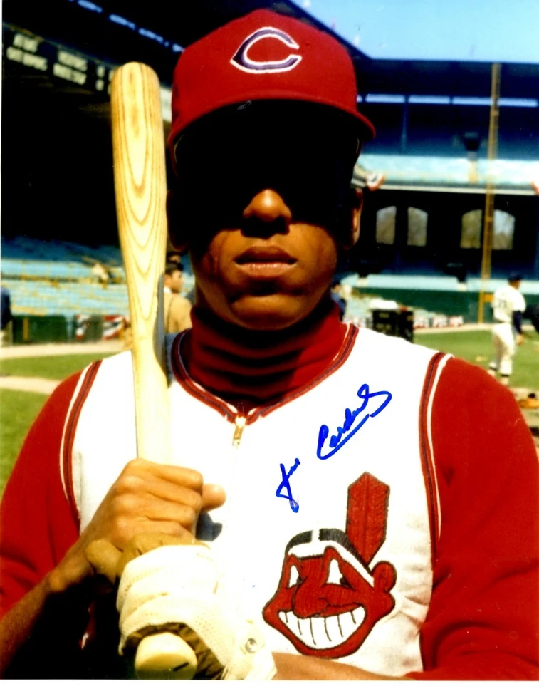 Foto autografiada de 8x10 de José Cardenal de los Indios de Cleveland - Certificado de autenticidad Foto 1 de 1