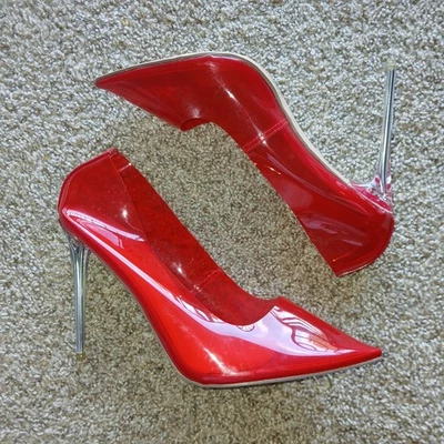 Zapatos de tacón alto LILIANA rojo transparente talla 10 punta puntiaguda Foto 1 de 4