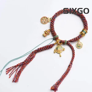 Exquisites tibetisches handgewebtes Armband Thangka Wächter Armreif Schnur Schmuck - Bild 1 von 13