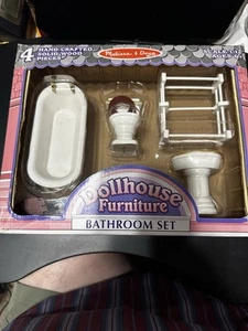 Melissa & Doug, Bathroom Set, Dollhouse Furniture, 4 Hand Crafted Wood Pcs. - Picture 1 of 14