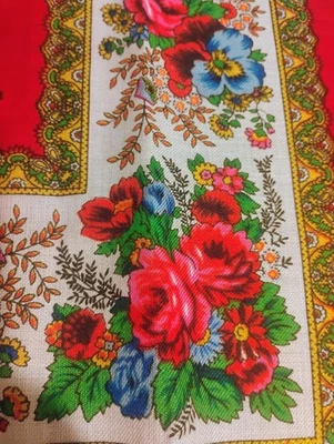 Beautiful Vintage Japanese Glentex Scarf  50s-70s Hot Flowr Patern Free Shipping - Image 1 of 4
