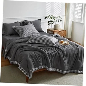 Buffalo Check Comforter Bedding Comforter Sets Lightweight Soft King Grey - Picture 1 of 7