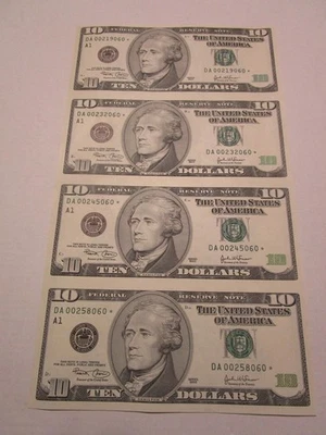 Uncut sheet of four $10 dollar bills - Image 1 of 2
