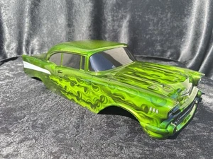CUSTOM PAINTED RC TRUCK BODY TRAXXAS E-REVO T/E MAXX LOSI LMT CLOD 57 CHEVY FIRE - Picture 1 of 21