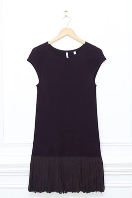 Vestido Suéter Iisli Cachemira Plisado Acampanado Dobladillo Púrpura Oscuro Tejido Talla M Cintura Caída Foto 1 de 4