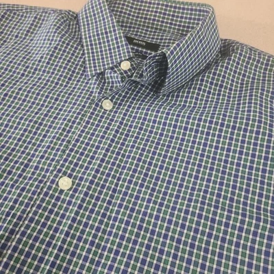 Camisa social Hugo Boss masculina M cinza xadrez azul verde 16 32/33/A5 - Imagem 1 de 4