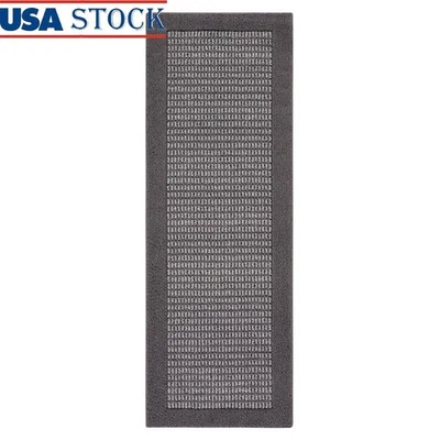 Alfombra de corredor interior de sisal sintético borde gris antideslizante resistente a las manchas 2'x6' olefina Foto 1 de 4