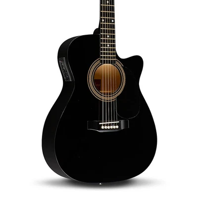 Rogue RA-090 Concert Cutaway Acoustic-Electric Guitar Black - Image 1 of 4