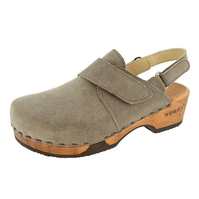 Woody Cornelia Damen Clog Sand (Grau) mit biegsamer Holzsohle Gr. 38 - Bild 1 von 2