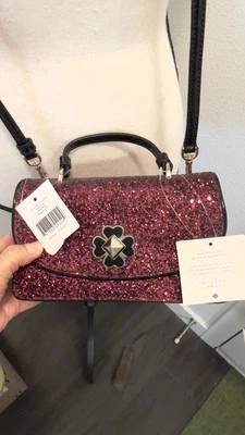 new with tag Kate spade blackcherry glitter mini top handle crossbody purse  - Image 1 of 4
