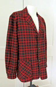 Chaqueta vintage PENDLETON roja a cuadros pura lana virgen talla M - Imagen 1 de 7