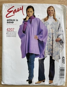 Easy Stitch n Save McCalls 4207 Women Poncho Cape Polar Fleece 2003 Size XL-XXL - Picture 1 of 4