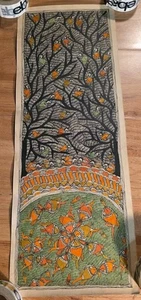 Vintage Madhubani Painting Fish Bird Tree pen watercolor mithila - Picture 1 of 6