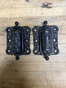2 Old Screen Door Hinges A C Vintage Victorian Heavy Duty Cast Iron Self Closing - Picture 1 of 4