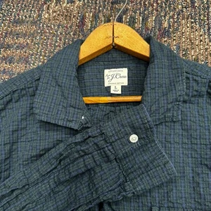 Camisa J Crew Seersucker Cuello Lazo Para Hombres L Azul Verde A Cuadros Preppy Abotonada - Imagen 1 de 10