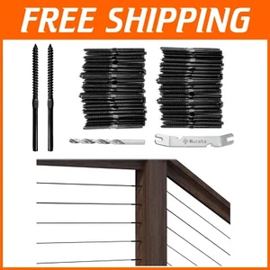 Paquete de 100 tornillos negros resistentes al óxido para barandilla de cable de acero inoxidable de 1/8" - Imagen 1 de 9