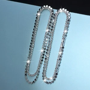 18k white gold made with SWAROVSKI crystal stud dangle long oval fancy earrings  - Picture 1 of 6