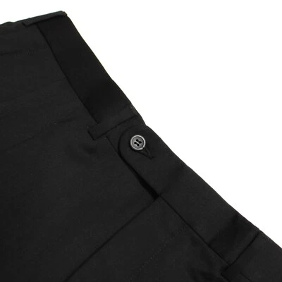 Pantalones de vestir Jack Victor nuevos con etiquetas plisados de lana Super 110 talla 34R EE. UU. en negro liso Foto 1 de 4