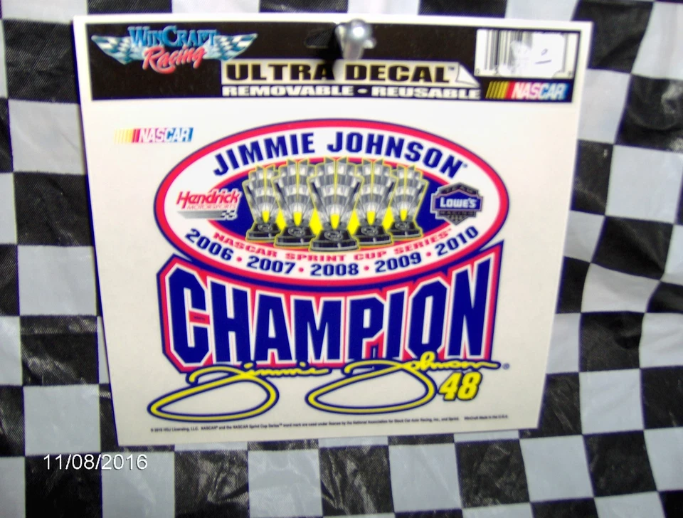 Calcomanía Jimmie Johnson # 48 5 veces campeón Ultra Foto 1 de 1