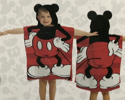NEW Disney MICKEY MOUSE Kids' Super Soft Cozy Hooded Poncho for Bath Pool Beach - Image 1 of 4