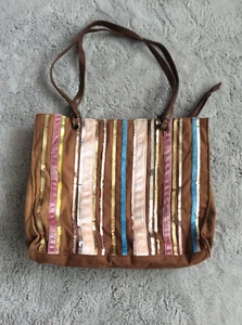Ladies Medium Brown Mix With Sequin Pattern Shoulder Bag By NEXT - Picture 1 of 1