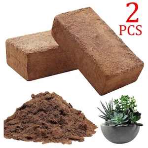 2 Pack Compressed Coco Coir Bricks for Plants 100% Organic Fiber Coconut Husk - Picture 1 of 5