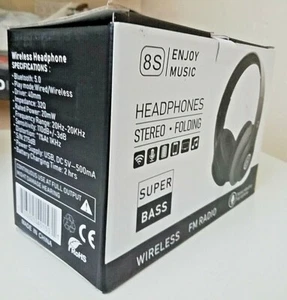 8S Bluetooth Headphones , Wireless Headphones, 6EQ Modes, Foldable Hi-Fi - Picture 1 of 3