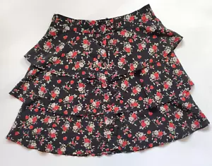 Zara Black Floral Layered Lined Mini Skirt - Size-M - Picture 1 of 12