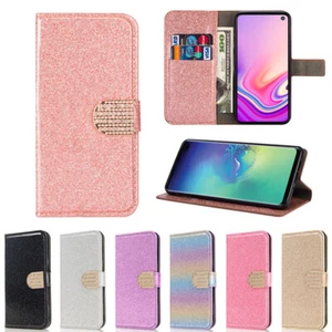 Funda tipo billetera brillante diamante para mujer cubierta abatible para Samsung Galaxy A12/A32/A52/A72 - Imagen 1 de 18