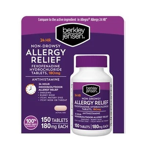 Berkley Jensen Non-Drowsy 24-Hour Allergy Relief 180mg Tablets, 150 ct. - Picture 1 of 2