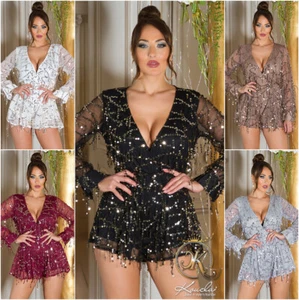 Koucla Damen kurzer Overall Playsuit in Wickellook mit Pailletten Milax-Fashion - Bild 1 von 36