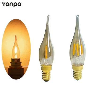 E14 SES 1W 2W Vintage Retro COB Filament LED Candle Light Bulb Warm Yellow Lamp - Image 1 of 4