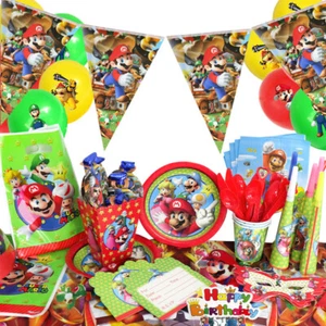 Super Mario Backdrop Banner Balloon Tableware Cake Topper Birthday Party Decor - Picture 1 of 46