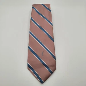 Corbata de seda Jacquard vintage rosa marrón estampado Yves Saint Laurent - Imagen 1 de 4