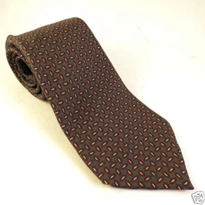 Lands End 100% Silk Tie Mens Neck Olive Green Small Print T3 Small Print - Picture 1 of 3