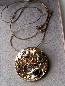 Tova diamonique gold clad sterling silver galaxy pendant brooch - Picture 1 of 10