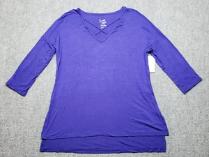 Sweet Teas by Pink Rose Top Blouse Womens S Cobalt Solid V-Neck 3/4 Sleeve New - Picture 1 of 9