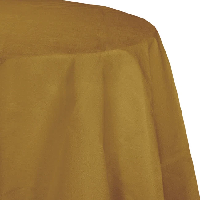 Gold 2/Ply Paper-Poly Round Tablecloth 82" Tableware Decorations Party Supplies - Image 1 of 1