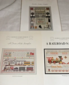 LOT OF 3: Patricia Gaskin Train / Railroad /Shaker Samplers -Cross Stitch Charts - Picture 1 of 4