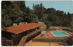 HIE AWAY RANCH Resort Club SANTA CRUZ, CA Schwimmbad 1960er Vintage Postkarte - Bild 1 von 2