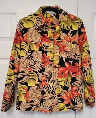 ALLISON DALEY Jacket Blazer Sz 12 Floral Long Sleeve Pockets Buttons - Image 1 of 4