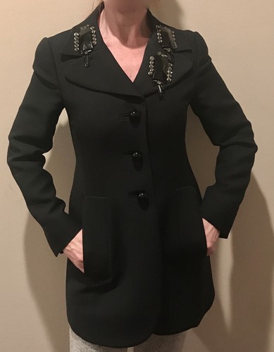 Blazer giacca Prada Milano in lana nera impreziosita da cristalli TG 38 IT US 2 4