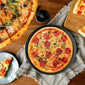 Pizza Tray Non-Stick 24/26/28/32CM Round Pizza Pan with Holes Baking Oven Tray - Picture 1 of 14