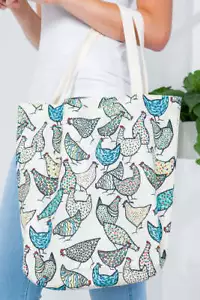 Chicken Canvas Tote Bag Shopper Beach Gym Large Handbag Big Purse Retro Diaper - Picture 1 of 10
