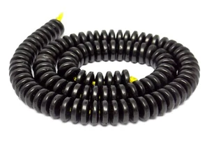 😏 Kokosnuss Heishi Perlen dünne schwarze Scheiben ca. 8 x 3 mm Strang😉  - Picture 1 of 1