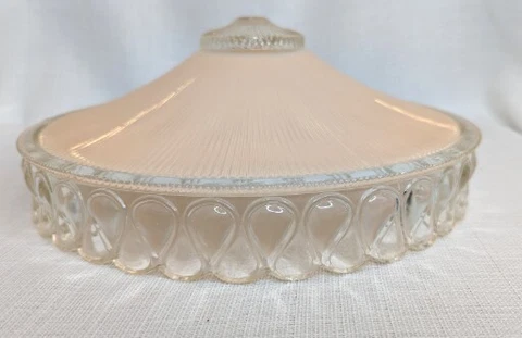 Vintage 50's Glass Flush Mount Ceiling Light Fixture Cover Shade 12.5" Pink Cover